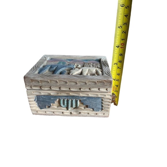 Carved Trinket Box set of 2 cactus safari mountains desert Tiawan - Picture 6 of 12